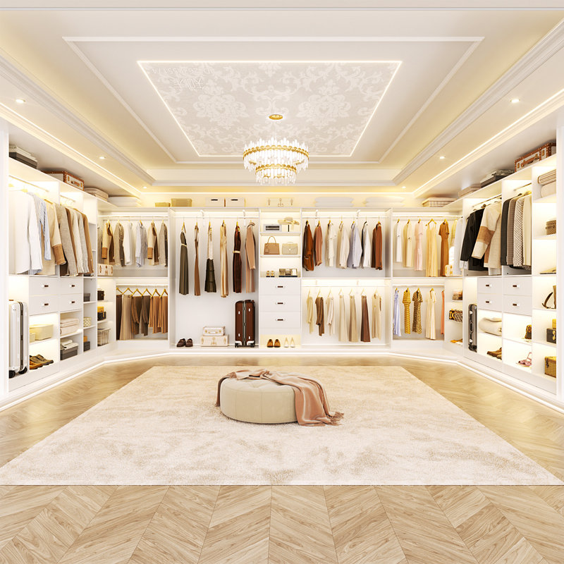  127.5” x 86.8” Closet System with Wooden Drawers(Adjustable Width), White