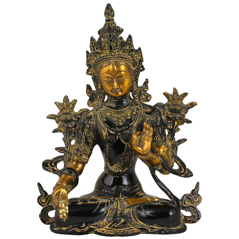 Statue de divinité bouddhiste, Noir / or