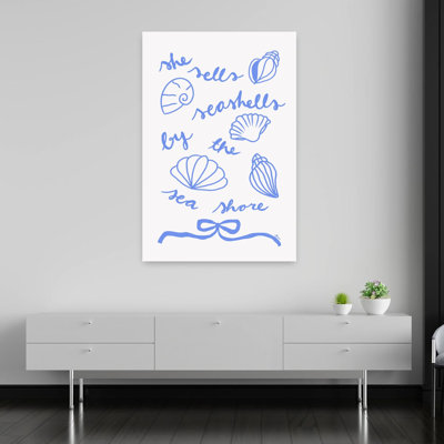 She Sells Seashells Whimsical Abstract Coastal Wall Art Print 1 Piece Wrapped Canvas Wall Art