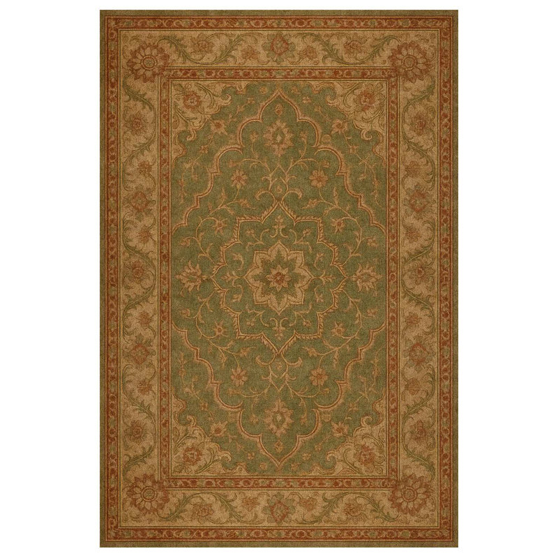 Nouvelle Collection Digital Print Cotton-Polyester Brown Oriental Rug, Runner 5'3" x 10'6"
