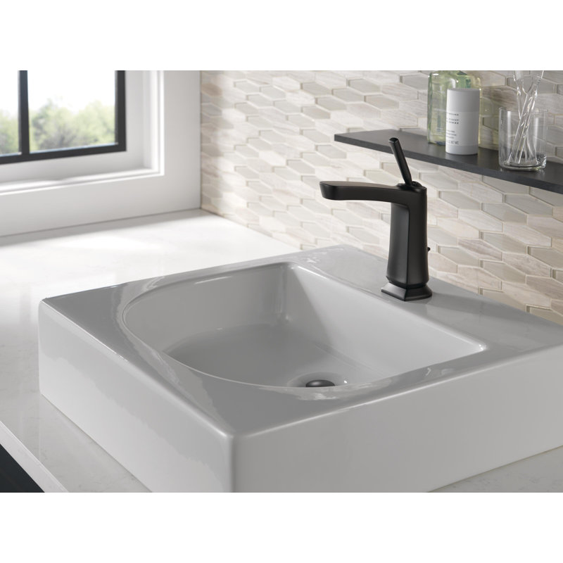 Vesna Single Hole Bathroom Faucet with Drain Assembly, Matte Black