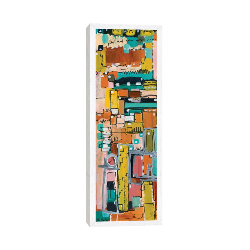 Retro Disco by Leah Nadeau - Panoramic Print on Canvas, White Framed, 30.48 cm H x 91.44 cm W
