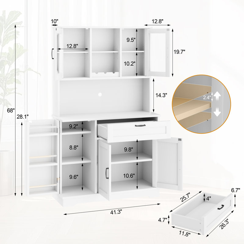 Gupta 60.4" Kitchen Pantry  Cabinet, White