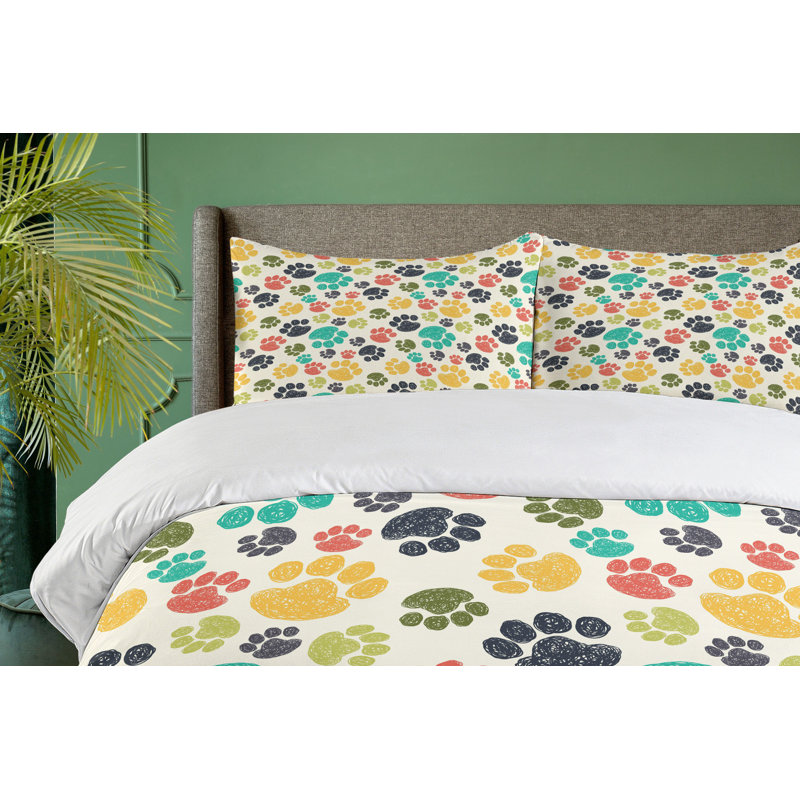 Dog Lover Queen Size Multicolor Microfiber Duvet Cover Set