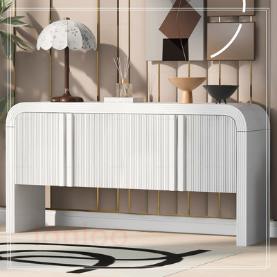 Console à motif de vagues avec 4 portes et tablette réglable