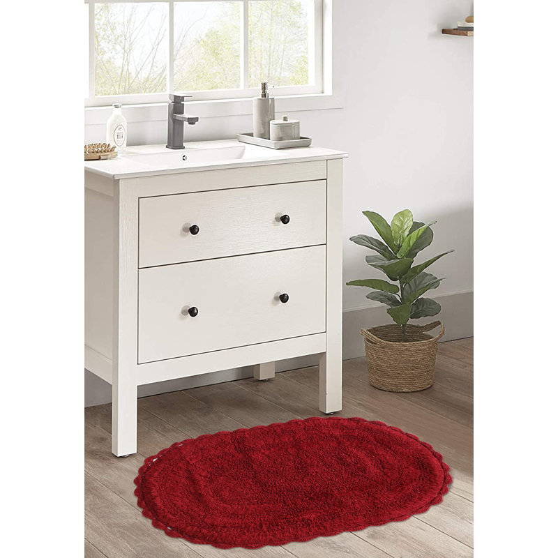 Tapis pour salle de bain 100% coton, Vin rouge