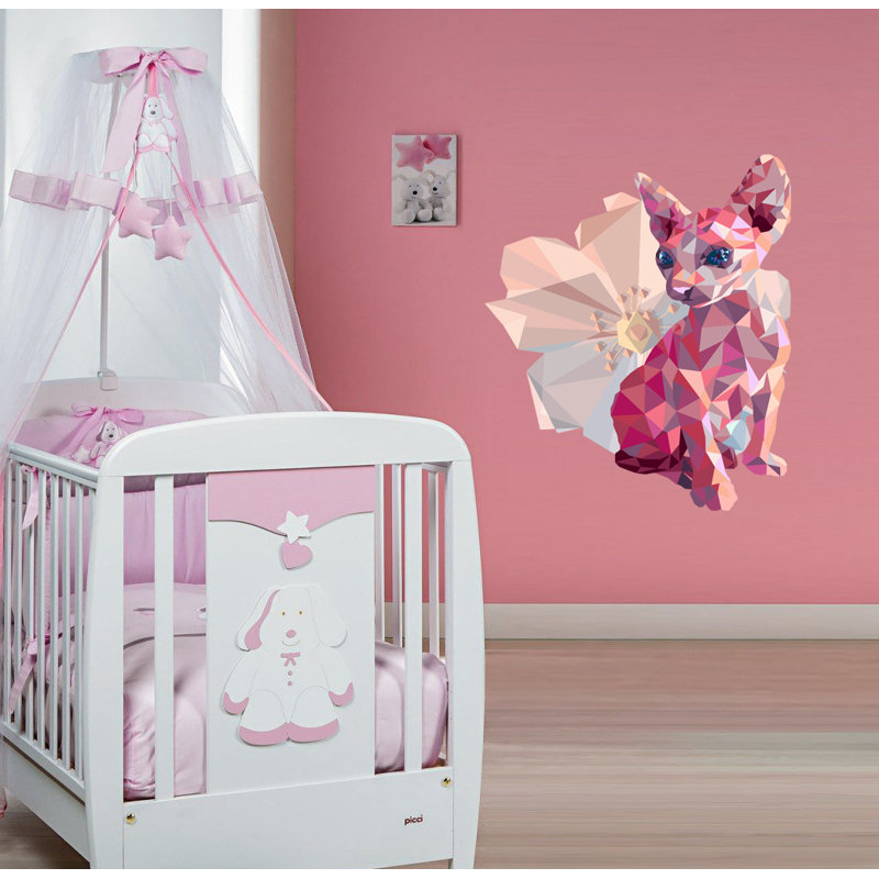 Décalcomanie murale polygonal Sphinx chat, H 22 po x l 24 po x P 0,7 po