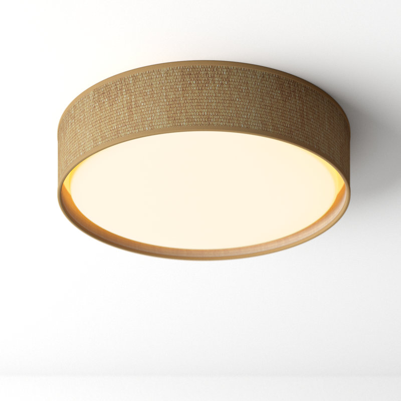 Melanie Single Light Grasscloth Fabric LED Flush Mount