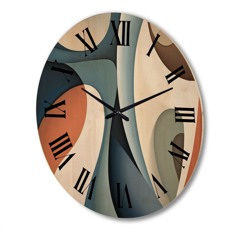 Horloge murale surdimensionnée en bois bleu et orange, Très grand