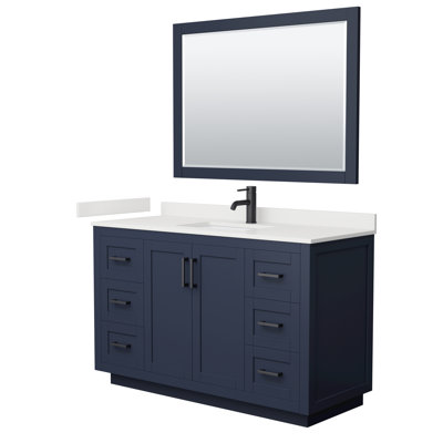 Ensemble de meuble-lavabo simple autoportant 54 po avec plateau en quartz Miranda