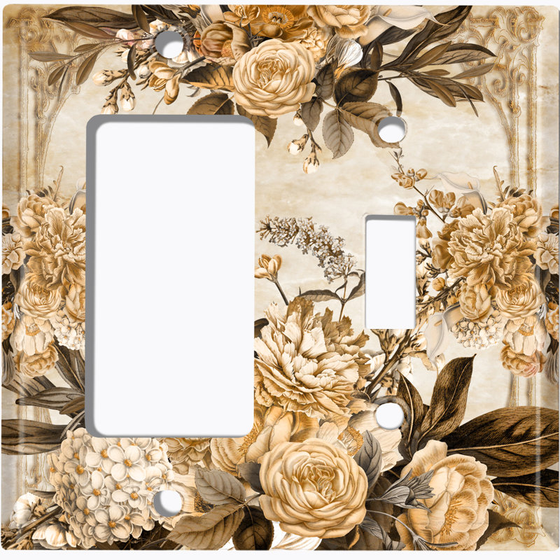 Plaque murale vintage à 2 interrupteurs à bascule / bascule Vintage Rose, Beige/gris