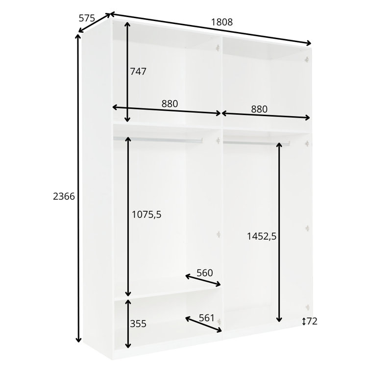 Wylo 3 Door Manufactured Wood Wardrobe