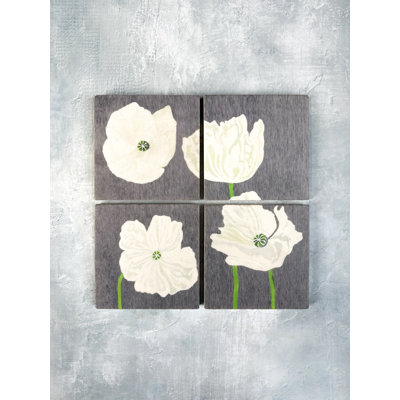 Poppies Marble Square 4 Piece Coaster Set
