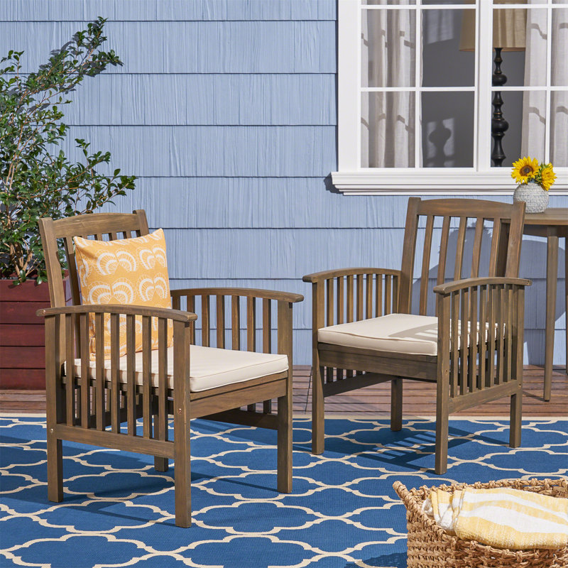 Chaise 2 pièces avec 2 coussins Casa Acacia, Beige, Noyer