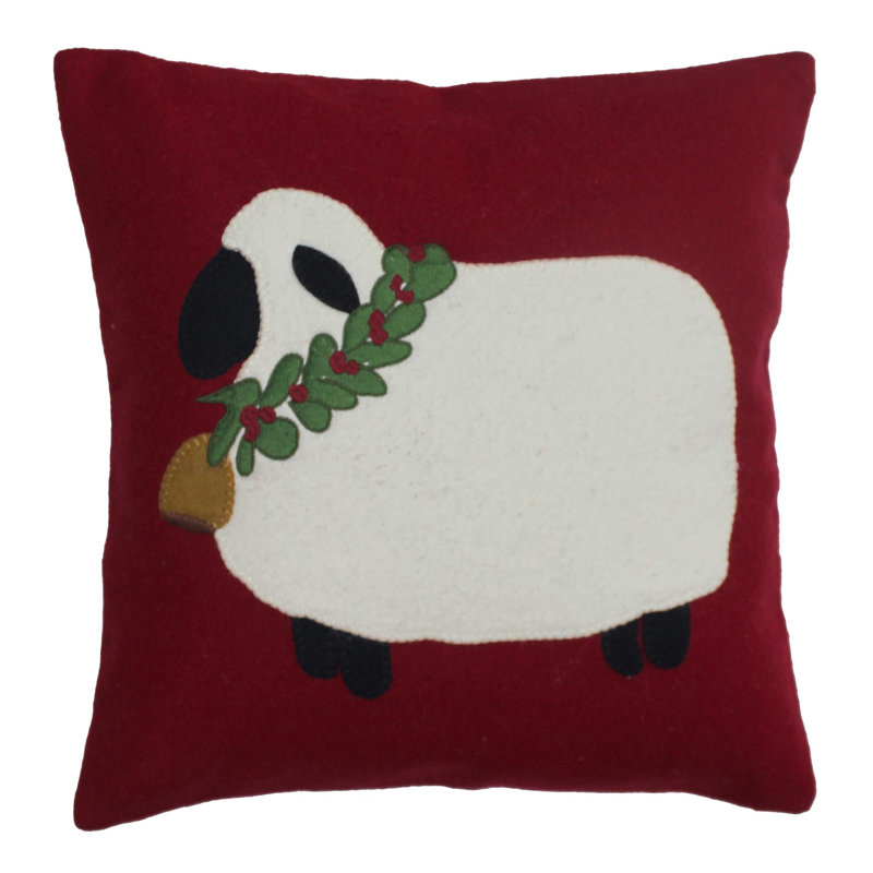  Coussin décoratif en feutre de laine rouge, rouge et blanc