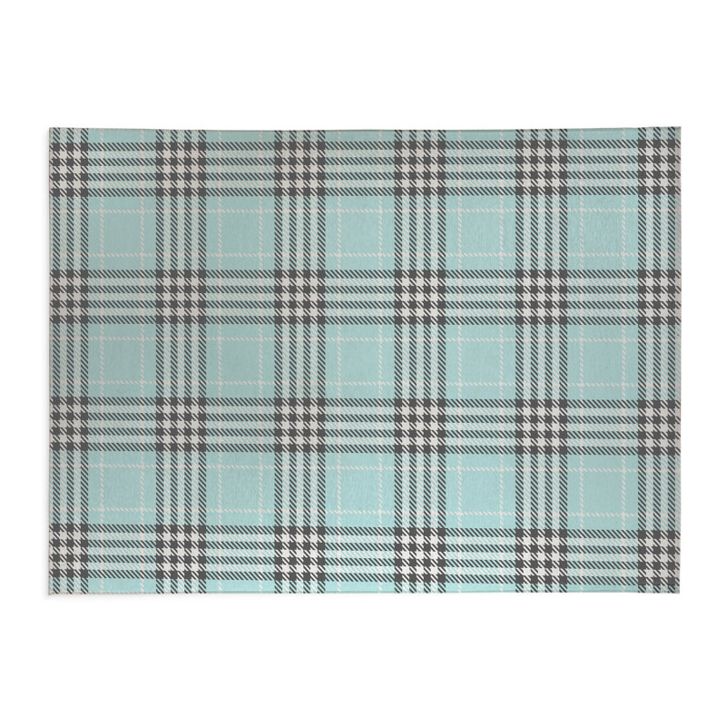 Christopher's Plaid Kids Play Mat, Rectangle 5' x 7', Light Blue/Blue