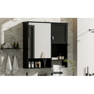 Armoire à pharmacie murale moderne pour la salle de bain, armoire de rangement murale pour la salle de bain avec miroir, armoire économiseur d'espace au-dessus de la toilette avec barre à serviettes