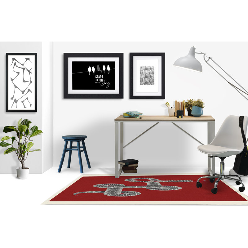 Tapis de chaise rectangulaire Vanjo, H 36 po x l 60 po, Rouge / Beige