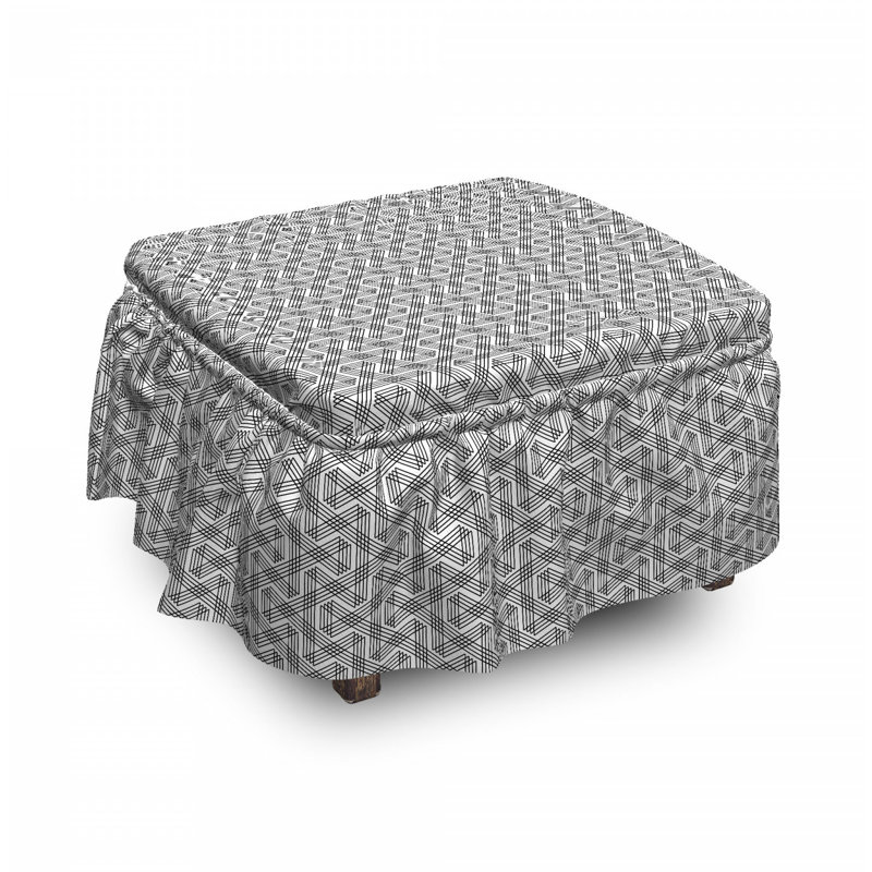 Ensemble de housse pour repose-pieds à coussins carrés 2 pièces géométrique minimaliste zig zag
