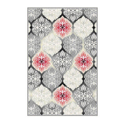 Tapis gris en polyester tissé à la machine Mefford