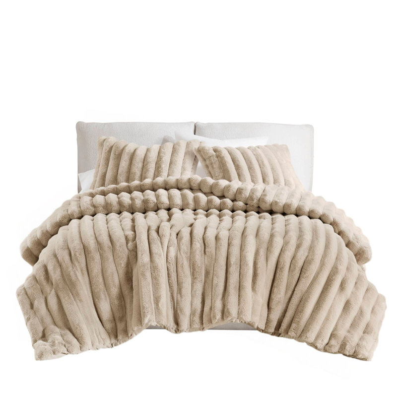 Ensemble d'édredon en fausse fourrure Ulrich, Double/Grand, Beige