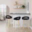 Tabouret de bar à hauteur fixe avec pivot en bois et velours avec repose-pieds rond en métal - ensemble de 2-125535659-125535658