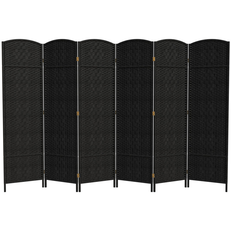 71" Tall Diamond Weave Fiber 6 Panel Room Divider, Natural, 4