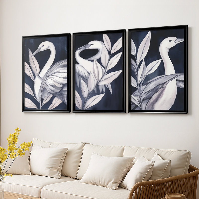 ANIMALS Series IV  -Custom Framed  Wrapped Gallery Canvas - 3 Pieces, Black, 21" H x 30" W