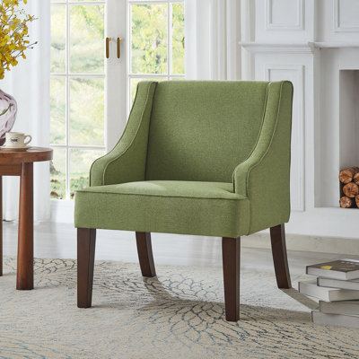 Fauteuil d'appoint Mid-Century moderne, fauteuil rembourré en tissu avec pieds en bois massif, fauteuil de lecture pour le salon, la chambre à coucher, le bureau - LIME GREEN