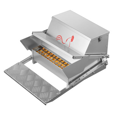 Automatic Chicken Feeder, 25 lbs Capacity, Rainproof Treadle Poultry Feeder with Lockable Lid, No Waste, Galvanized Steel Construction, Outdoor Use, for Chicken, Bantams, Poultry, Pheasants