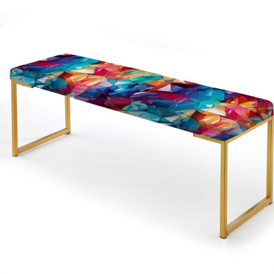 Poupart Multicolor Prism Party - Geometric Upholstered Gold Bench