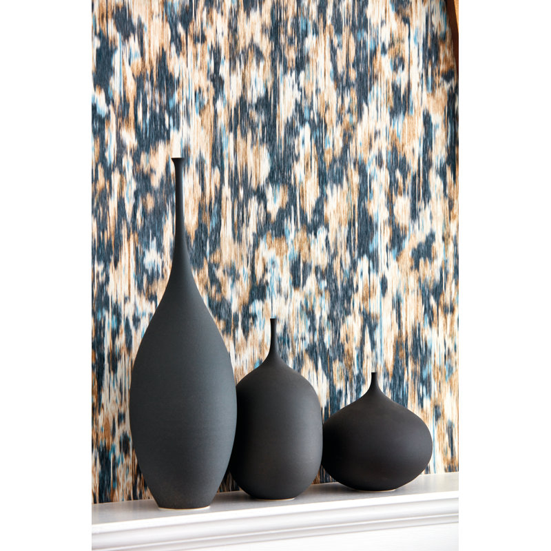 Fade Abstract Vinyl Metallic Wallpaper Roll, Ink/Bronze