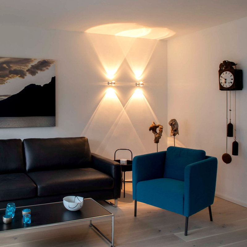 Beam Up & Down wall light with glass lenses, Black