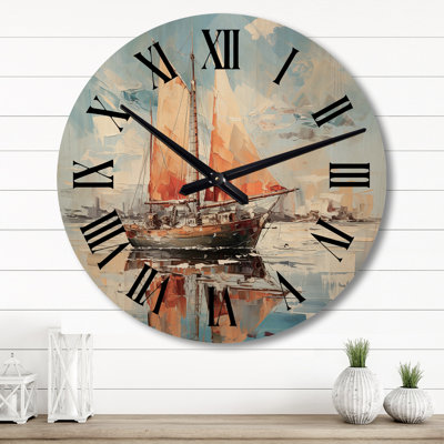 Horloge murale surdimensionnée en bois Boat I