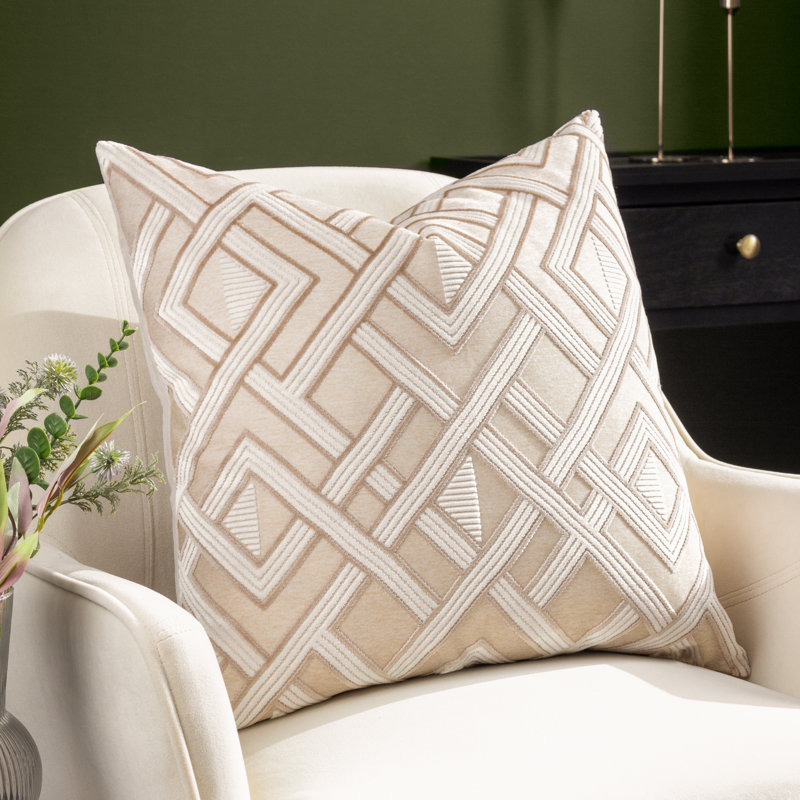 Hallissey Geometric Square Cushion, Beige