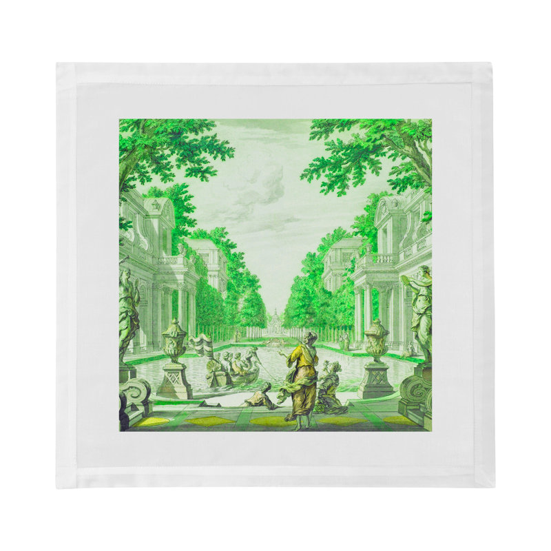 Dimanche A Paris Cotton Sateen Dinner Napkins, Green