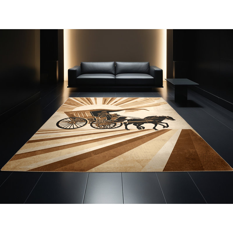 Tapis art déco lavable à la machine Cilegon, 5 x 8