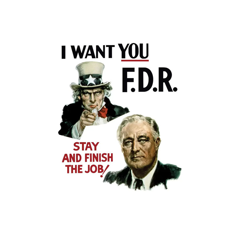 WWII Poster Of Uncle Sam And President Franklin Roosevelt by Stocktrek Images - Wrapped Canvas Print