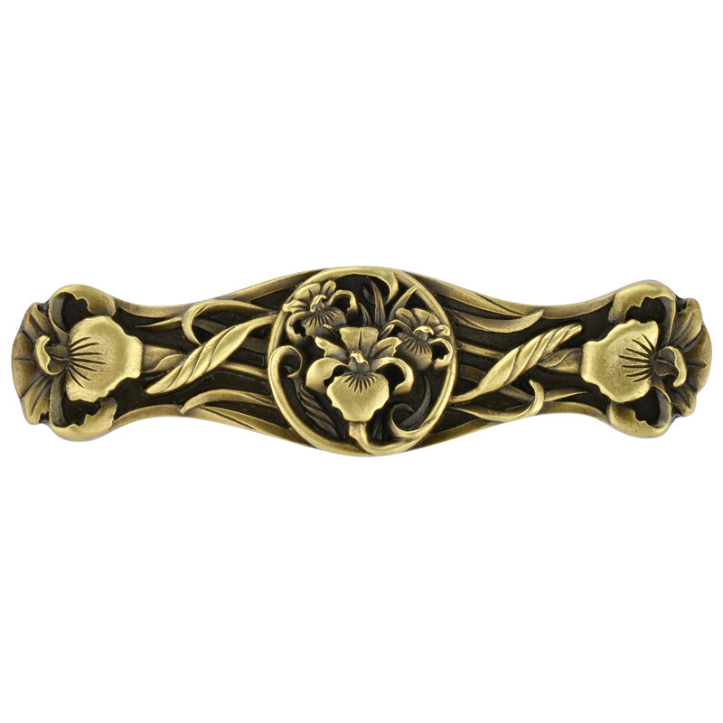 Floral Bar / Handle Pull, Antique Brass