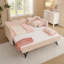 Lit de jour en vichy douillet avec canapé-lit simple gigogne, port USB, motif à vagues, tissu en lin, aucun sommier tapissier requis.-2000186579