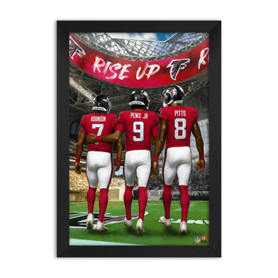Affiche encadrée 3 joueurs des Falcons d'Atlanta (NFL), format 14 x 20 pouces