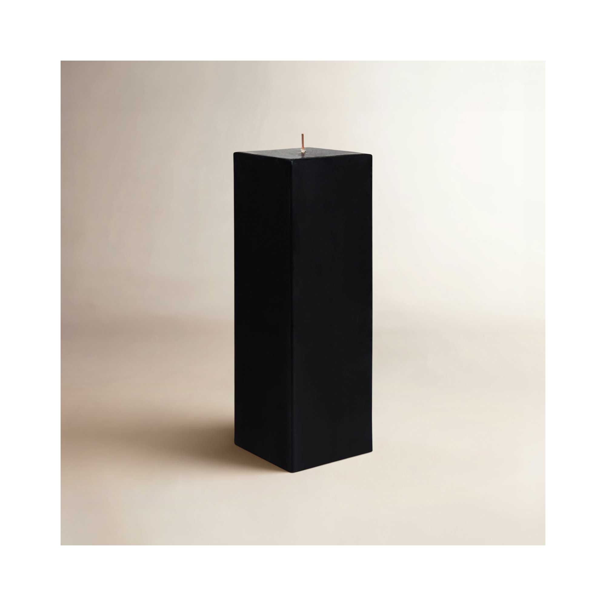 Square Pillar Candle, Set of 12, 9" H x 3" W x 3" D, Black