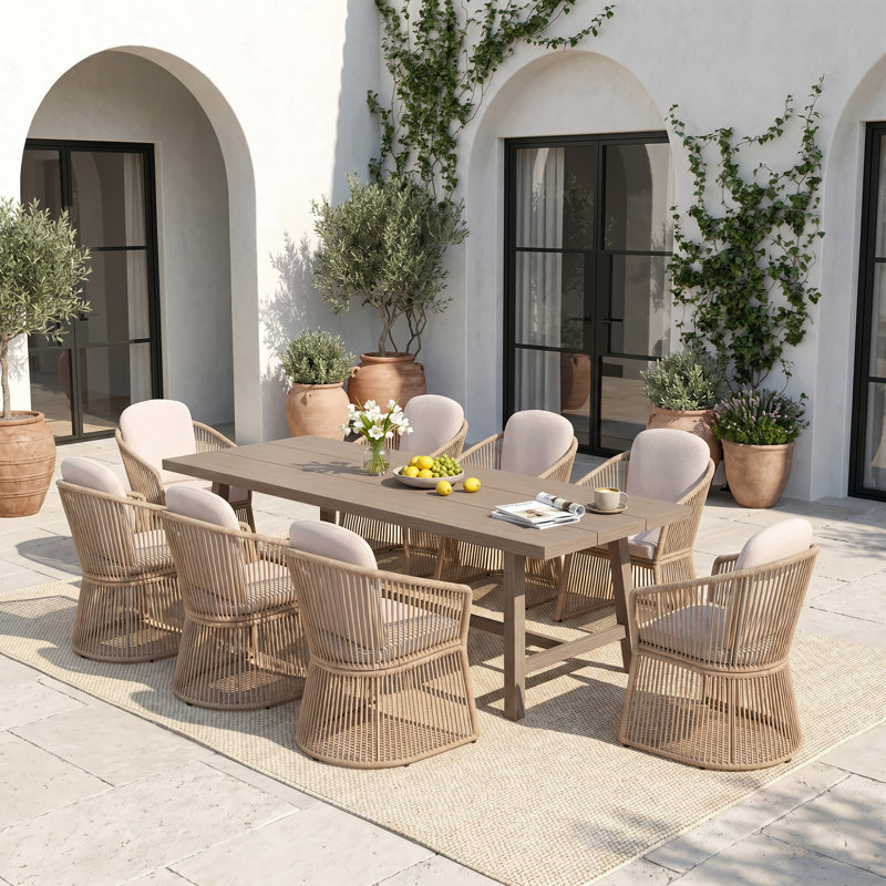 Ensemble repas de patio pour 8 personnes avec table rectangulaire Ammons