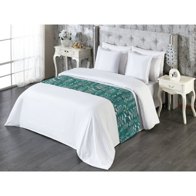 Ambesonne feuilles verdure foulard de lit fantaisie feuillu art bleu sarcelle cadet et moutarde