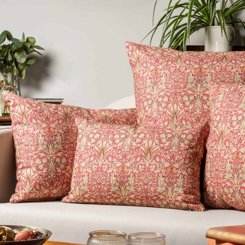 Floral Red Cushion, 58x58cm, Synthetic filled