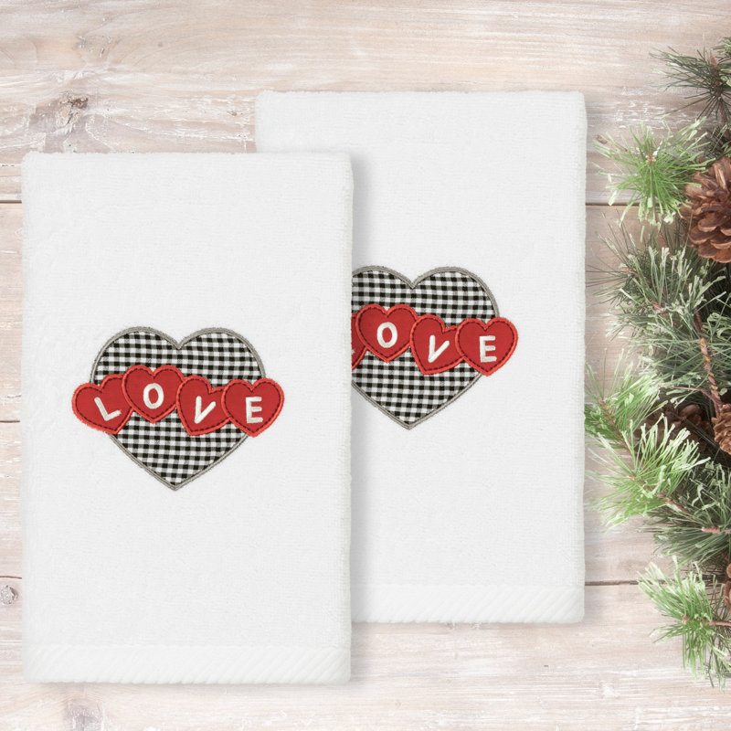 Débarbouillette en coton Love Heart, Blanc