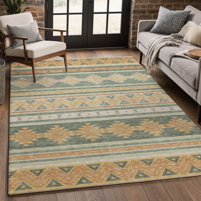 Tapis intérieur / extérieur lavable à la machine Chantille ACN2561 Global, Basilic, 5 pi x 7 pi 6 po