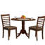 L'ensemble de salle à manger 3 pièces contient une table de salle à manger ronde avec Dropleaf et 2 chaises rembourrées en tissu de lin, 42 x 42 pouces, acajou-807510967-901756419