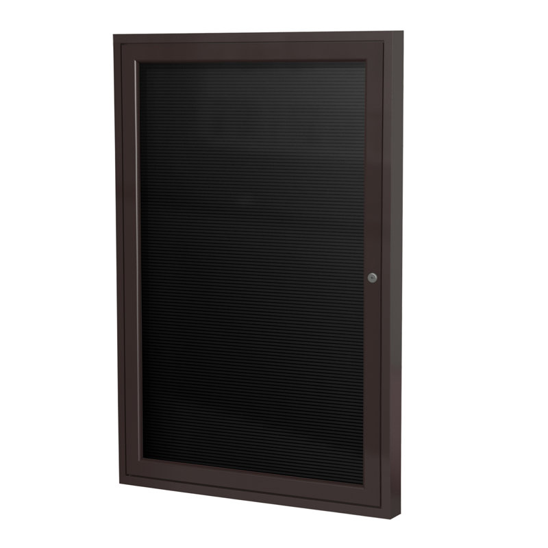 Panneau d'affichage en vinyle fermé à 1 porte avec cadre en aluminium satiné Ghent, Noir, H 24 po x l 18 po x P 2,25 po