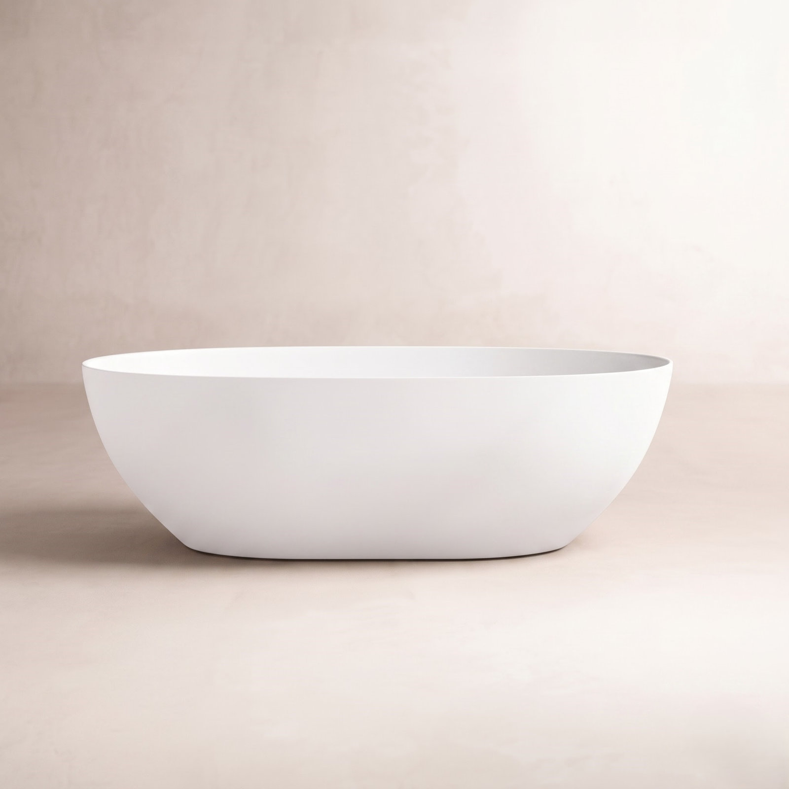 65" Freestanding Solid Surface Soaking Bathtub, White